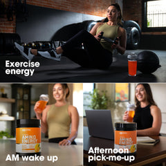 Optimum Nutrition Amino Energy bottle back nutrition panel with ingredient details