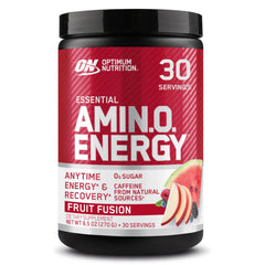 Optimum Nutrition Amino Energy Fruit Fusion tub ready for pre-workout energy