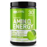 Optimum Nutrition Amino Energy green apple canister front view showing flavor and energy boost