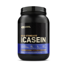 Optimum Nutrition Gold Standard Micellar Casein Chocolate Supreme container for overnight recovery support.