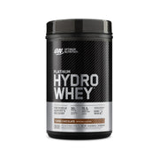 Optimum Nutrition Platinum Hydrowhey Turbo Chocolate label closeup for post-workout protein.