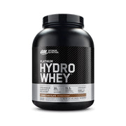 Optimum Nutrition Platinum Hydrowhey Turbo Chocolate tub highlighting fast-absorbing protein benefits.