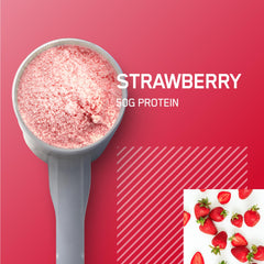 Optimum Nutrition Serious Mass strawberry pour into shaker for easy mix.