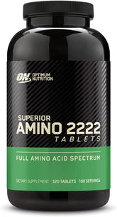 Optimum Nutrition Superior Amino 2222 bottle front showing compact amino tablets.