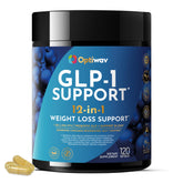 Optiwav GLP-1 Support bottle with label highlighting appetite control
