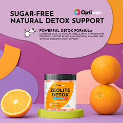Close-up of orange-flavored Optiwav gummies showing tasty texture