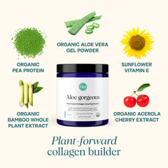 Ora Organic Aloe Gorgeous scoop beside bottle for easy daily mixing.