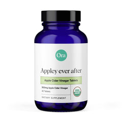 Ora Organic Apple Cider Vinegar Pills bottle on kitchen counter supporting detox.