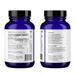 Bottle front label of Ora Organic B12 1500mcg vegan-certified supplement