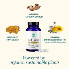 Ora Organic Vitamin D3 from lichen image emphasizes vegan source for clean daily vitamin intake.