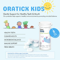 Close-up of OraTicx probiotic tablet dissolving during a bedtime brushing routine.