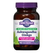 Oregon's Wild Harvest Ashwagandha-Ginkgo capsules bottle promotes calm moments and daily focus.