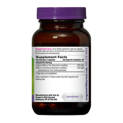 Oregon's Wild Harvest Bilberry bottle back with supplement facts.