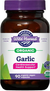 Oregon's Wild Harvest garlic capsules bottle front for daily convenient supplement