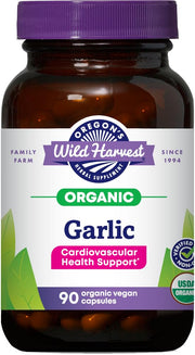 Oregon's Wild Harvest garlic capsules bottle front for daily convenient supplement