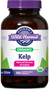 Oregon's Wild Harvest kelp capsules bottle showing organic iodine source for daily use