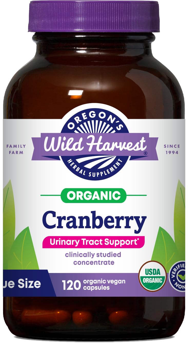 Oregon's Wild Harvest PACran cranberry capsules for daily urinary wellness.