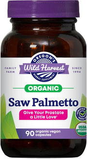 Oregon's Wild Harvest Saw Palmetto Pygeum bottle for daily herbal support.