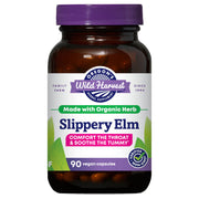 Oregon's Wild Harvest Slippery Elm capsules bottle showing organic, sustainably harvested inner bark.