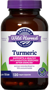 Oregon's Wild Harvest turmeric 120 vegan capsules bottle for daily antioxidant support
