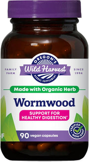 Oregon's Wild Harvest Wormwood organic bottle with vegan capsules for digestive support