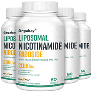 Orgabay Liposomal NR bottle highlighting enhanced NAD+ support.