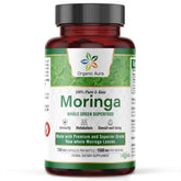 Organic Aura Moringa leaf capsules bottle shows a convenient daily wellness option.