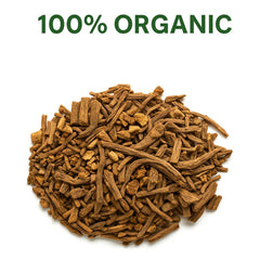 Valerian tea steeping from Organic Bio Herbs for a calming evening.
