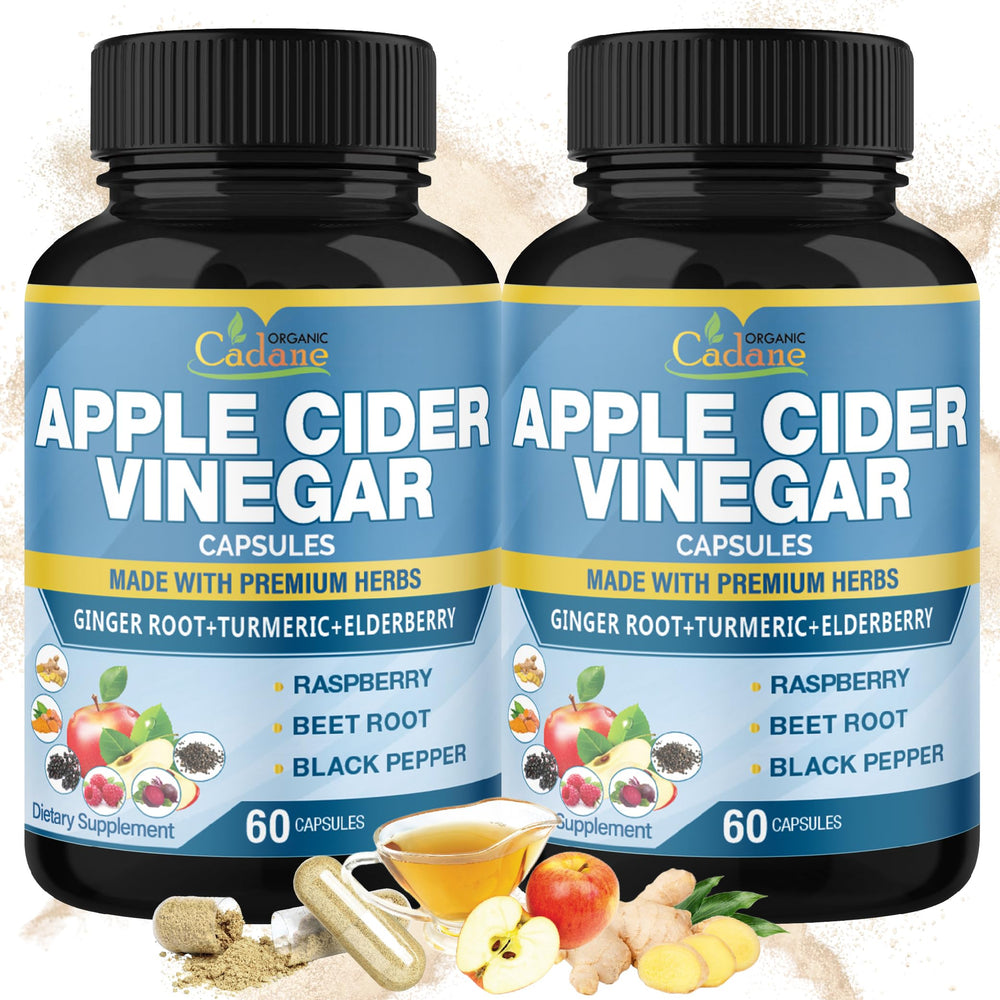 Organic Cadane Apple Cider Vinegar Extract Capsules bottle with capsules for daily wellness