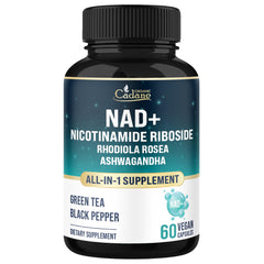 Organic Cadane Nicotinamide Riboside bottle showing a 30-day supply for steady energy