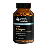 Organic Collagen Australia bottle of hydrolyzed capsules for daily skin and joint support.