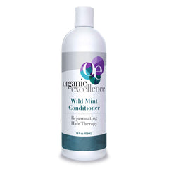 Organic Excellence Wild Mint Conditioner bottle showing gentle, toxin-free hydration.