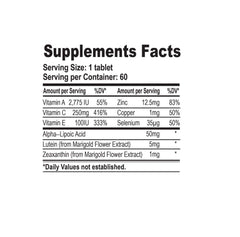 Organic Farms Vitamins Eyes Complex tablets—support eye health during daily use.