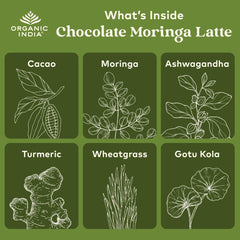 Organic India latte powder steaming-cup releases rich cocoa aroma