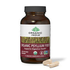 Organic India Psyllium bottle for daily fiber support and gentle elimination