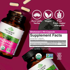 Shatavari capsules on table during daily wellness routine from Organic India