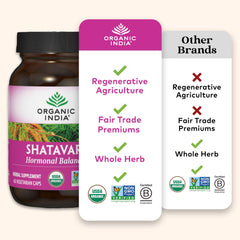 Organic India Shatavari label detail highlighting USDA Organic status.