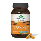 Organic India Turmeric Curcumin bottle front displaying label and promise