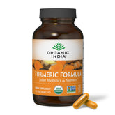 Organic India Turmeric Curcumin capsule bottle for joint mobility and daily comfort.