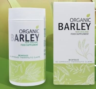 Organic JC Barley Capsule bottle; easy daily nutrition support
