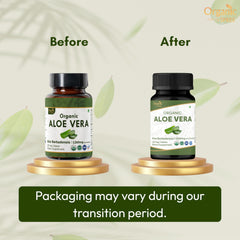 Aloe Vera tablets label highlights USDA Organic certification and vegetarian-friendly formula.