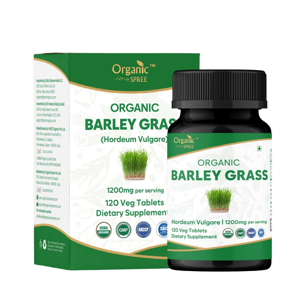 ORGANIC SPREE Barley Grass tablets front view for daily greens on the go.