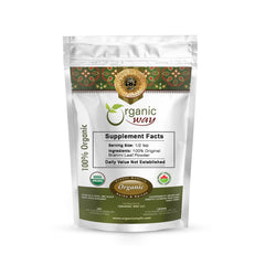 Organic Way Brahmi powder closeup highlights fine texture and vibrant green color