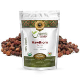 Organic Way Hawthorn Berries Whole in resealable pouch for tea blends.