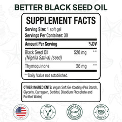 Organics Ocean Better Black Seed Oil soft gels for easy daily supplementation.