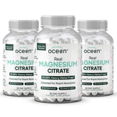 Organics Ocean Real Magnesium Citrate bottle front for high absorption and daily energy.