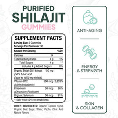 Organics Ocean Shilajit gummies being poured suggests convenient daily energy.