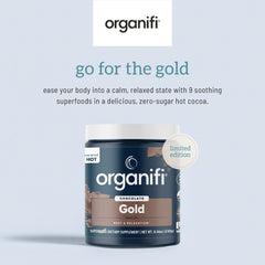 Organifi Gold Chocolate package front showing premium plant-based formula.