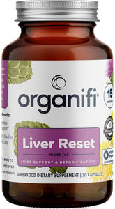 Organifi Liver Reset bottle front view with label and wellness potential.