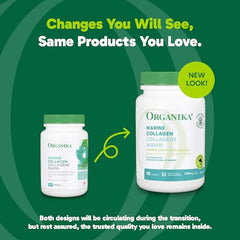 Organika Salmon Collagen label closeup emphasizes wild-origin source and quality